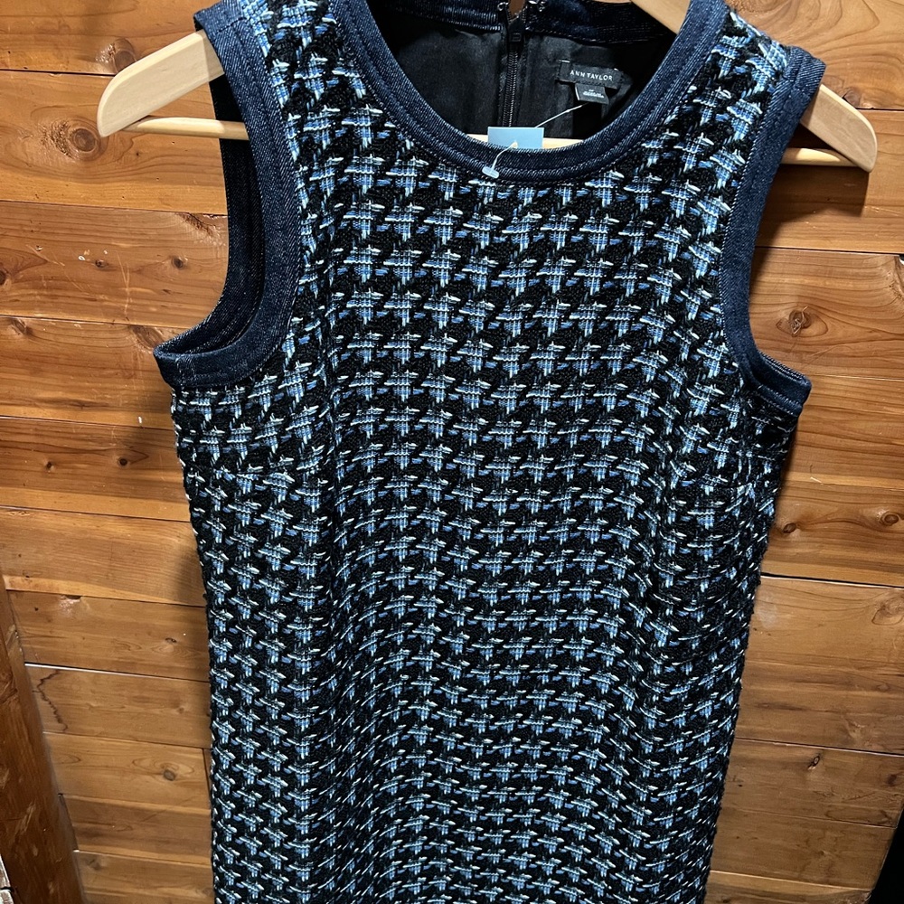 Ann Taylor Demin Trim Tweed Shift Dress
